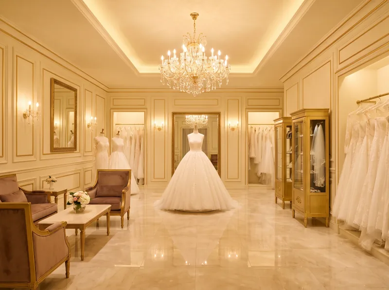 Interior da boutique Mia Sposa em Santos